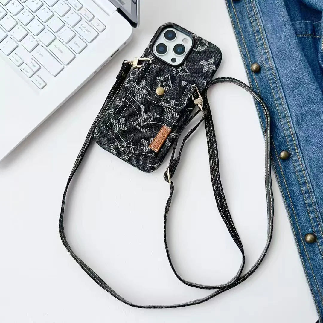 Casual denim card bag phone case