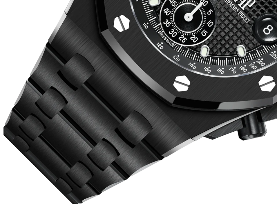 L Size -Black OFFs - 904L Steel - Quartz -Chronograph- 43mm