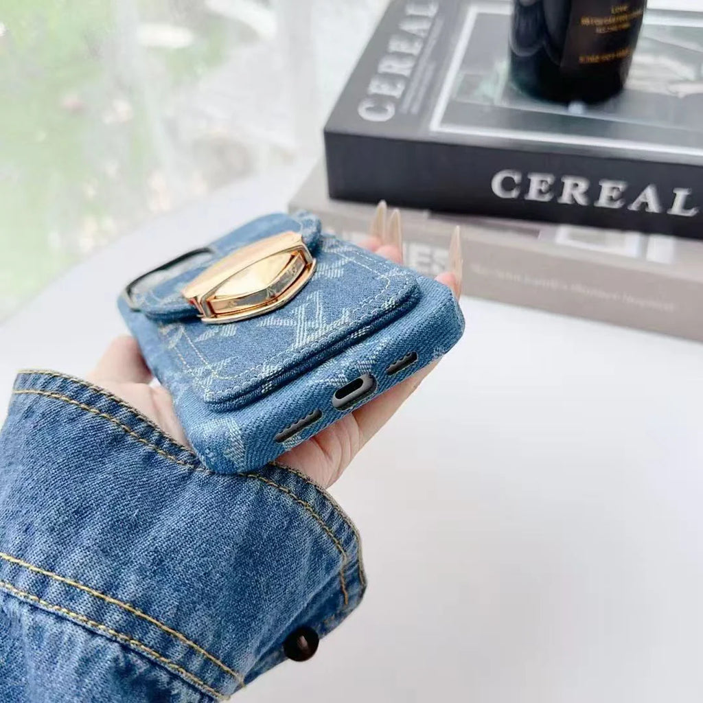 Cowboy casual gold lock card holder phone case