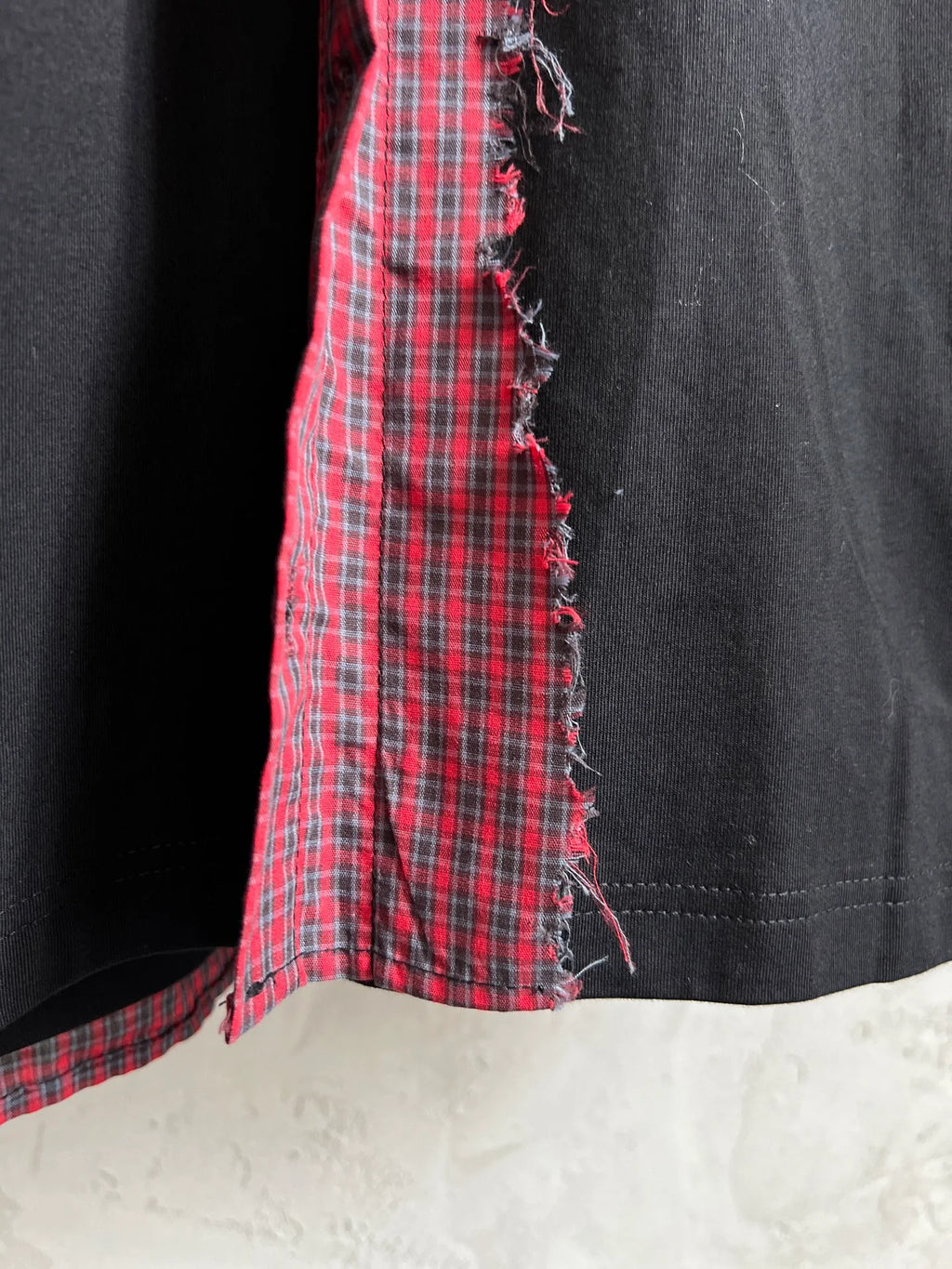New fake two-piece checkered shirt with spliced long sleeves
