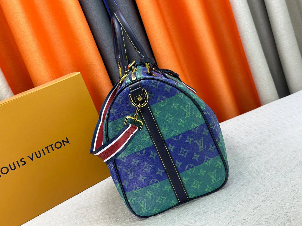 Blue green flower travel bag
