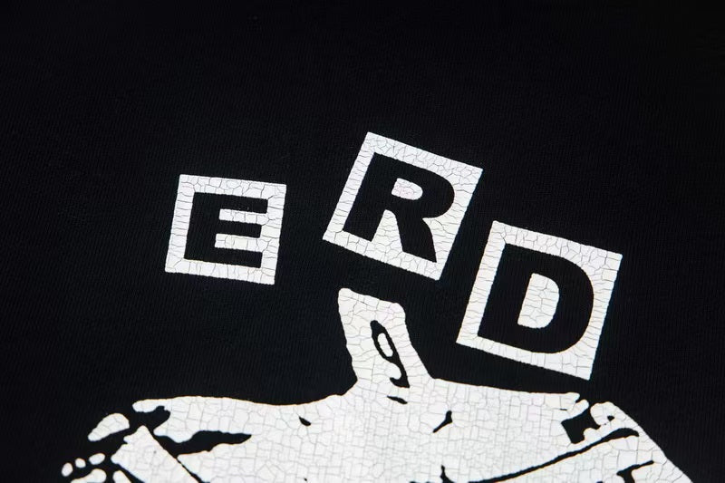 New cracked printed hooded sweatshirt