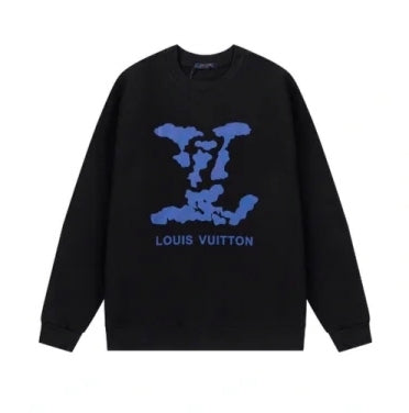 Spring and Autumn New Collection Chest Large Logo Blue Letter Printed Round Neck Hoodie
