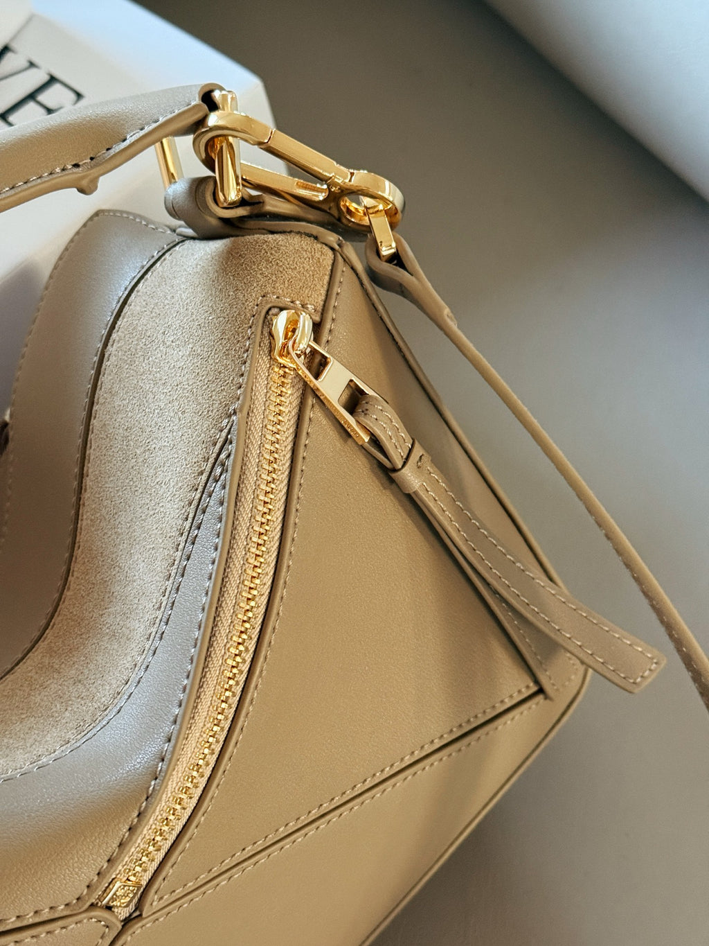 Matte leather patchwork color geometric bag cowhide