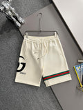 Classic woven ribbon splicing leather casual shorts