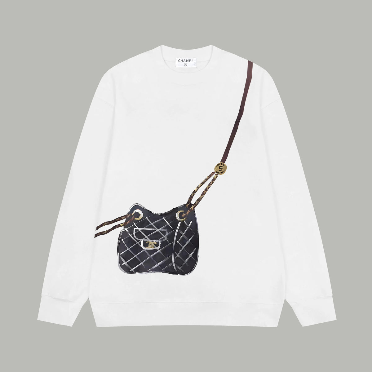 Printed looped long sleeved hoodie