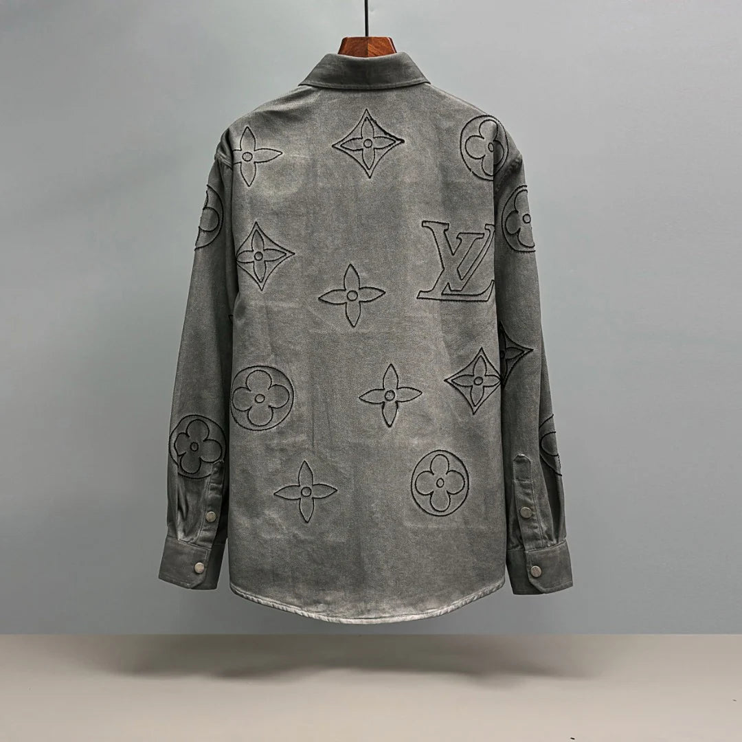 Embroidered denim shirt