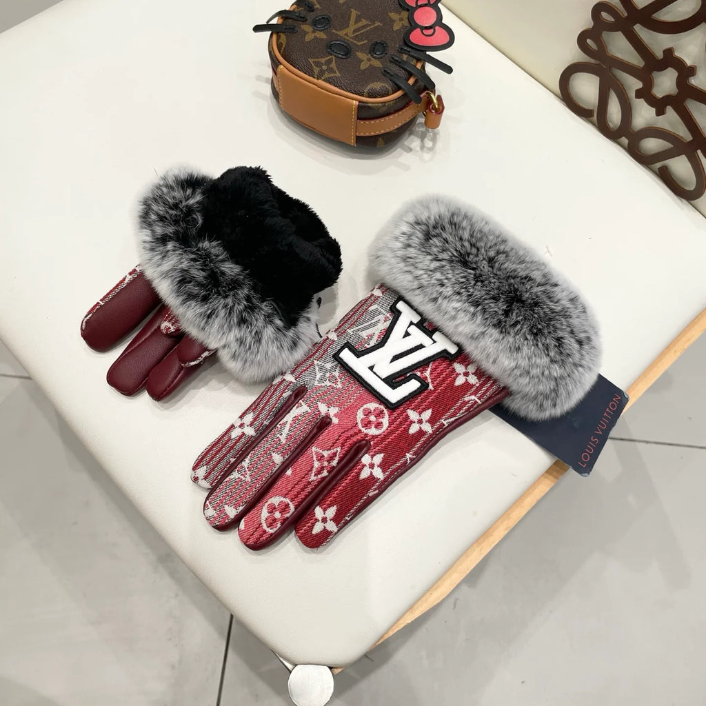 Gradient Lazy Rabbit Hair New Product Cloth with Leather Gloves