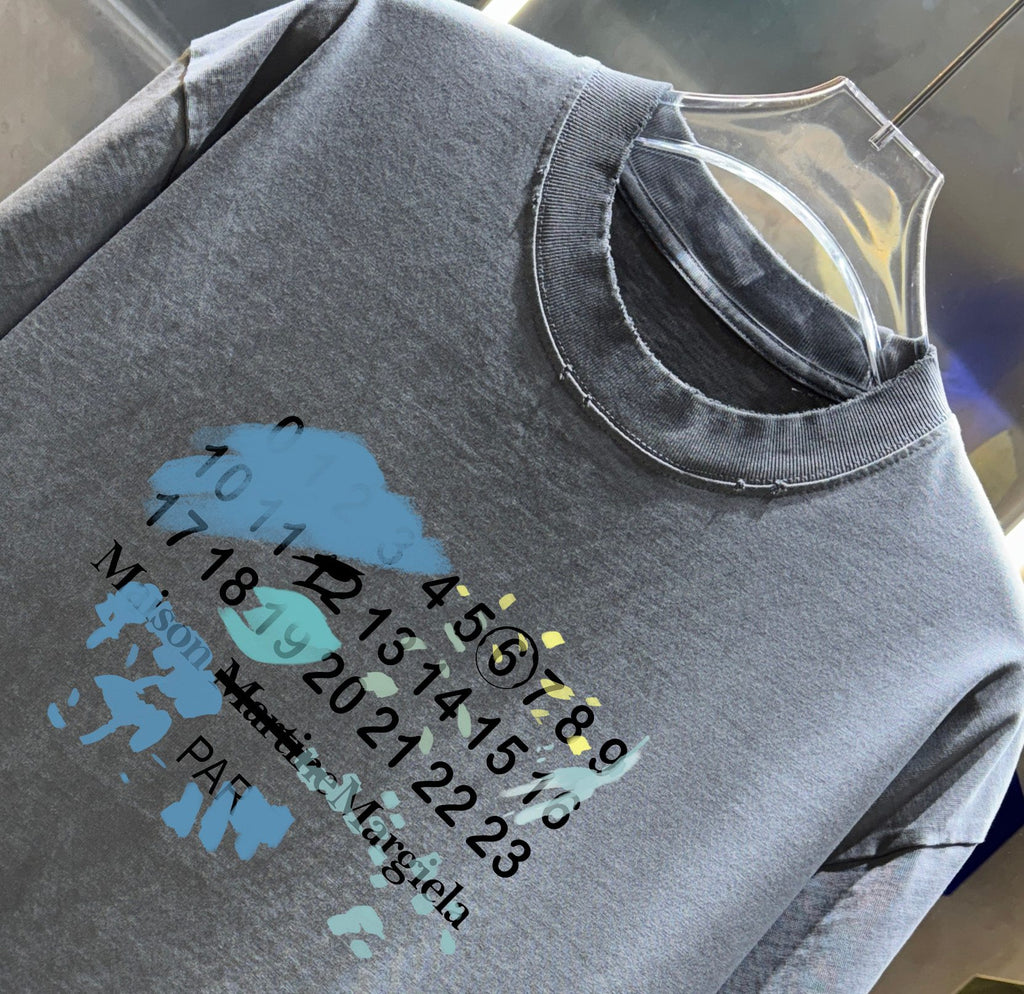 Wash and grind 320g round neck short sleeved T-shirt