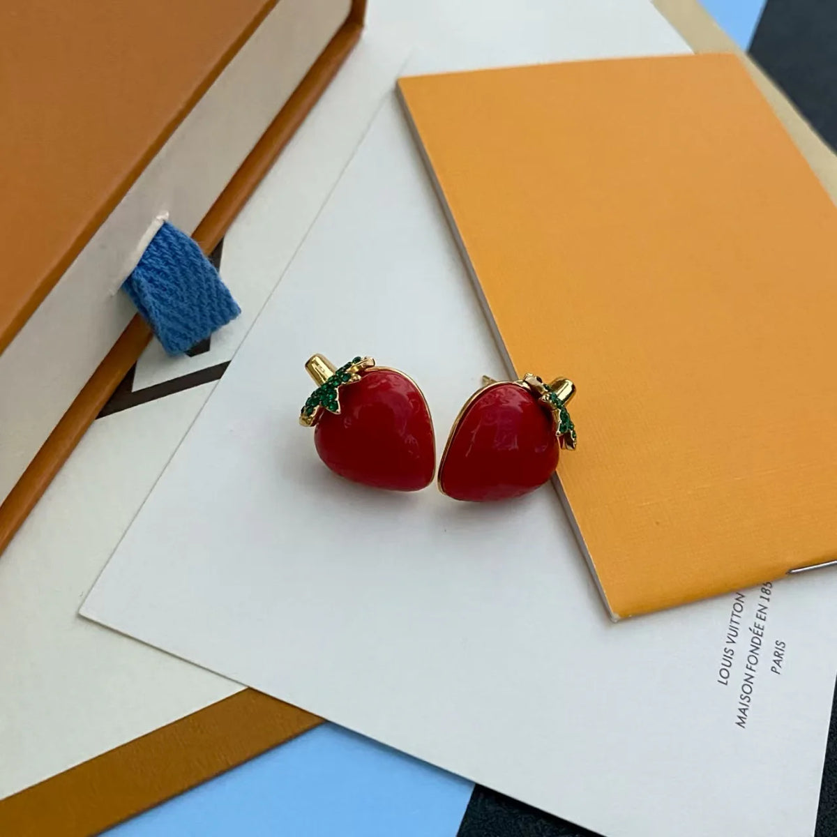 Strawberry ear studs