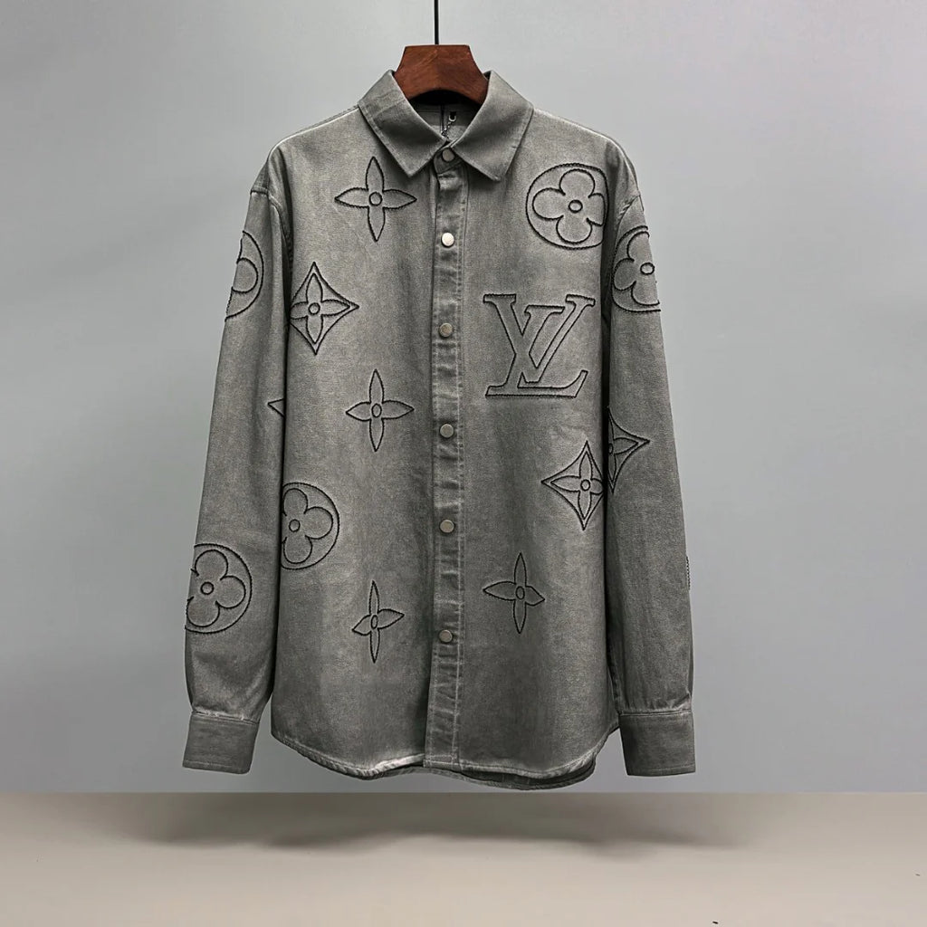 Embroidered denim shirt