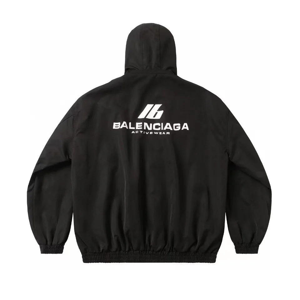 Letter printed jacket hooded jacket