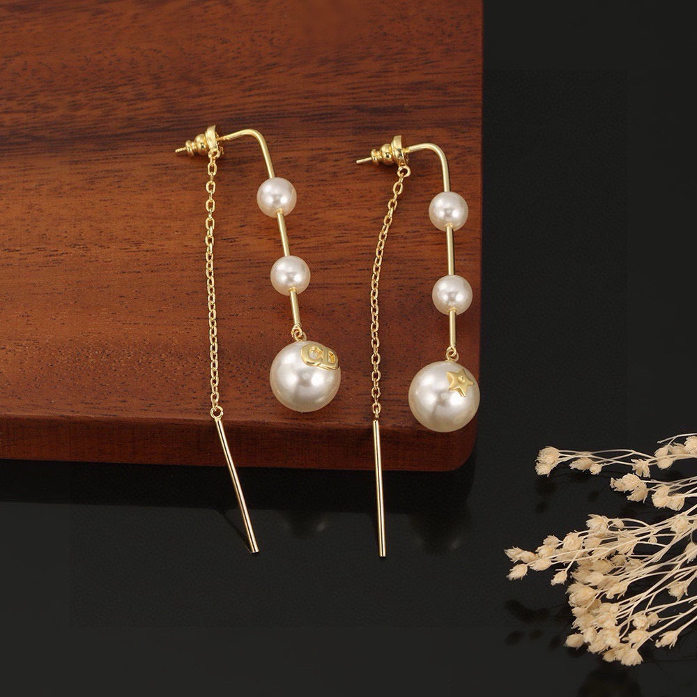 Letters, Stars, Pearls, Retro Earrings