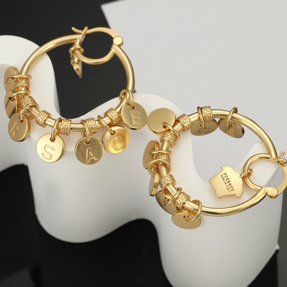 Flower Vine Pattern Large Circle Dynamic Earrings