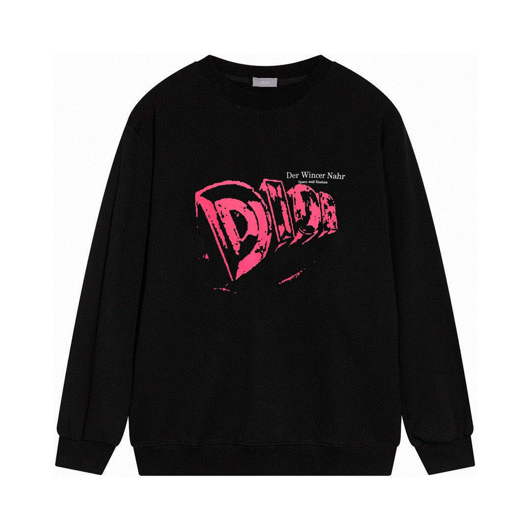 New printed letter couple style round neck pullover sports and leisure printed hoodie