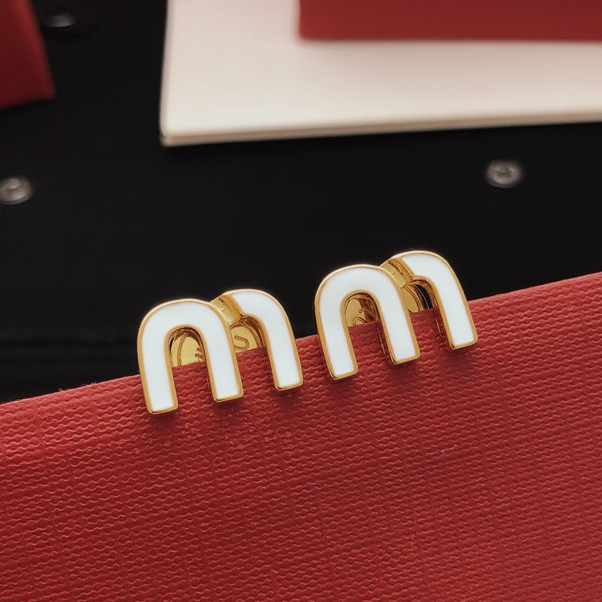 White letter earrings