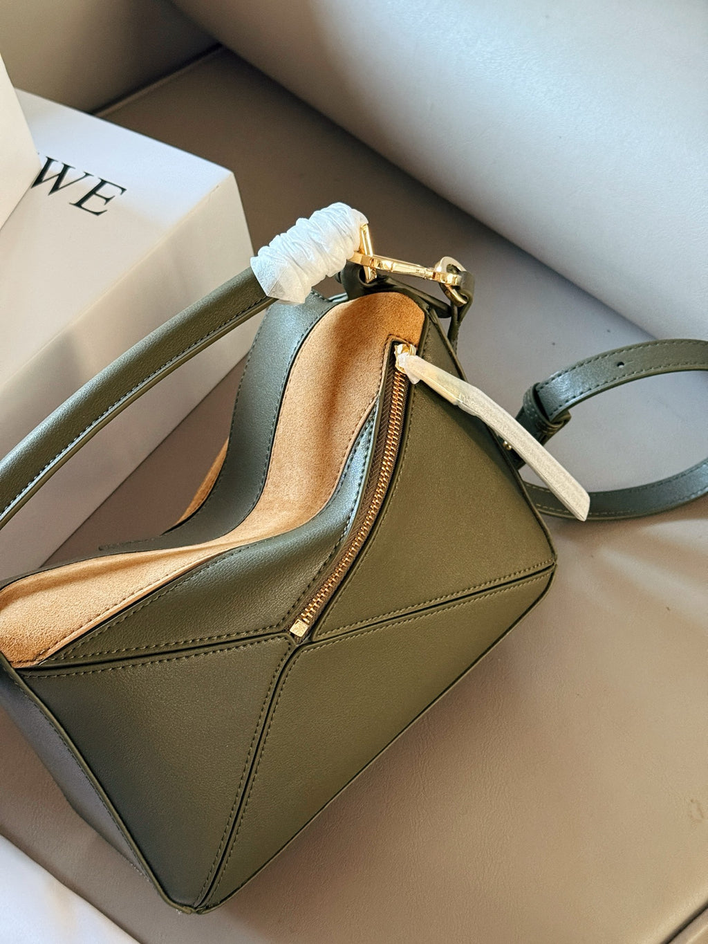 Matte leather patchwork color geometric bag cowhide