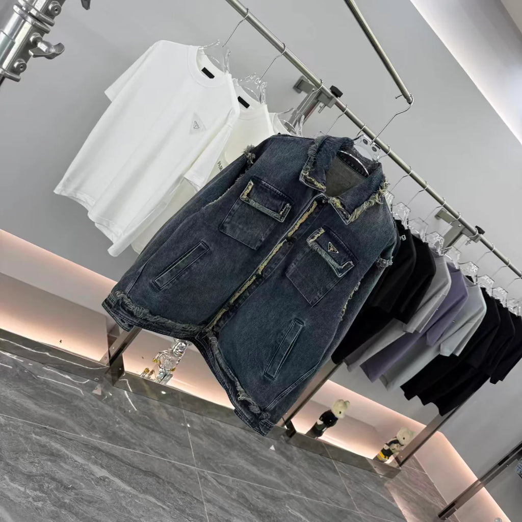 New tassel worn denim jacket