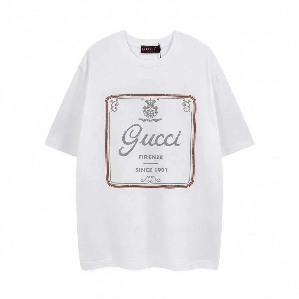 New round neck pullover adhesive printed soft knitted cotton T-shirt