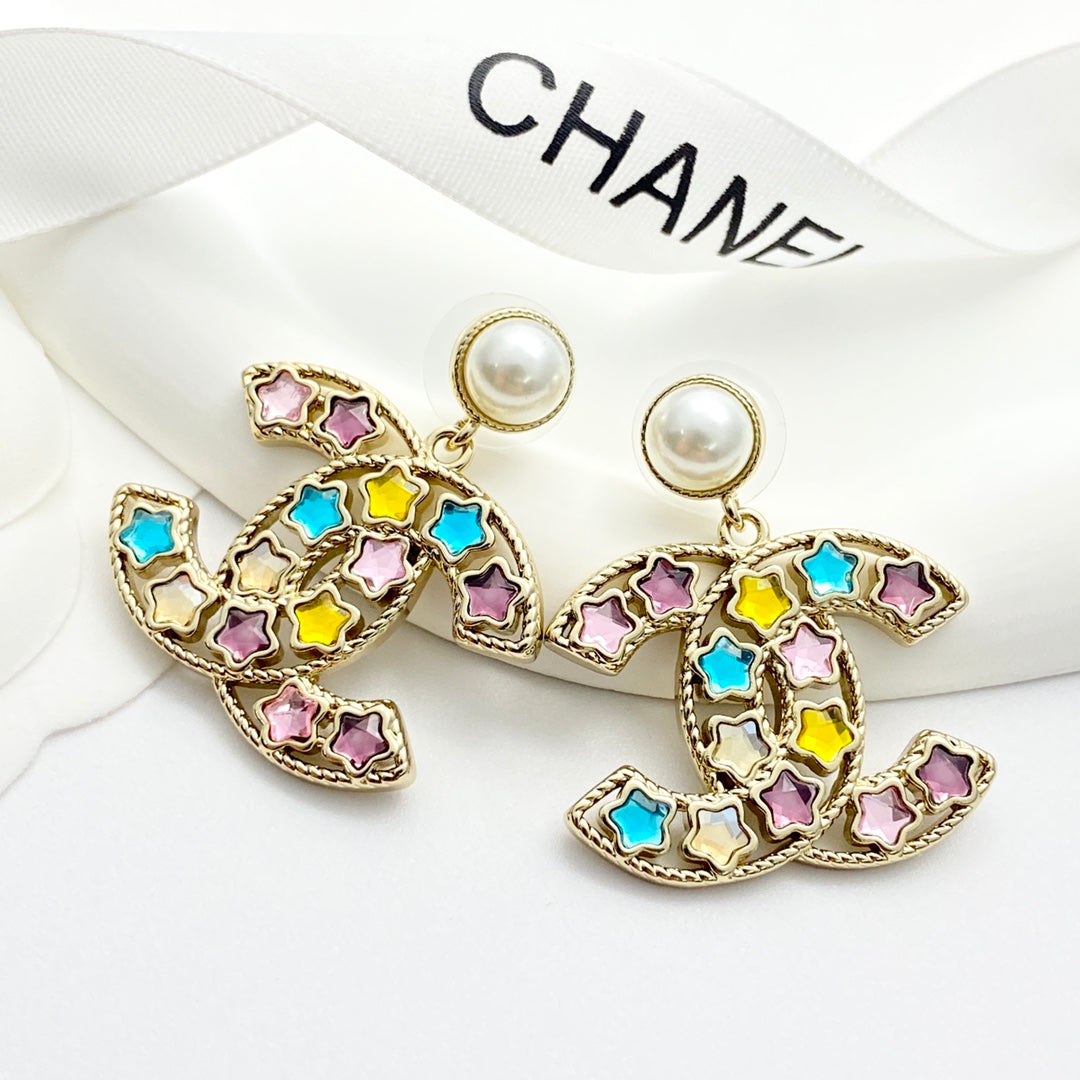 Colorful Diamond Star Pearl Earnail