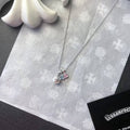 Cross Pearl & Colored Diamond Necklace