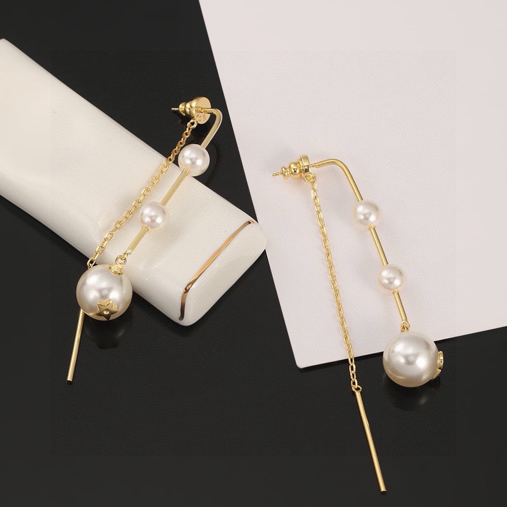 Letters, Stars, Pearls, Retro Earrings