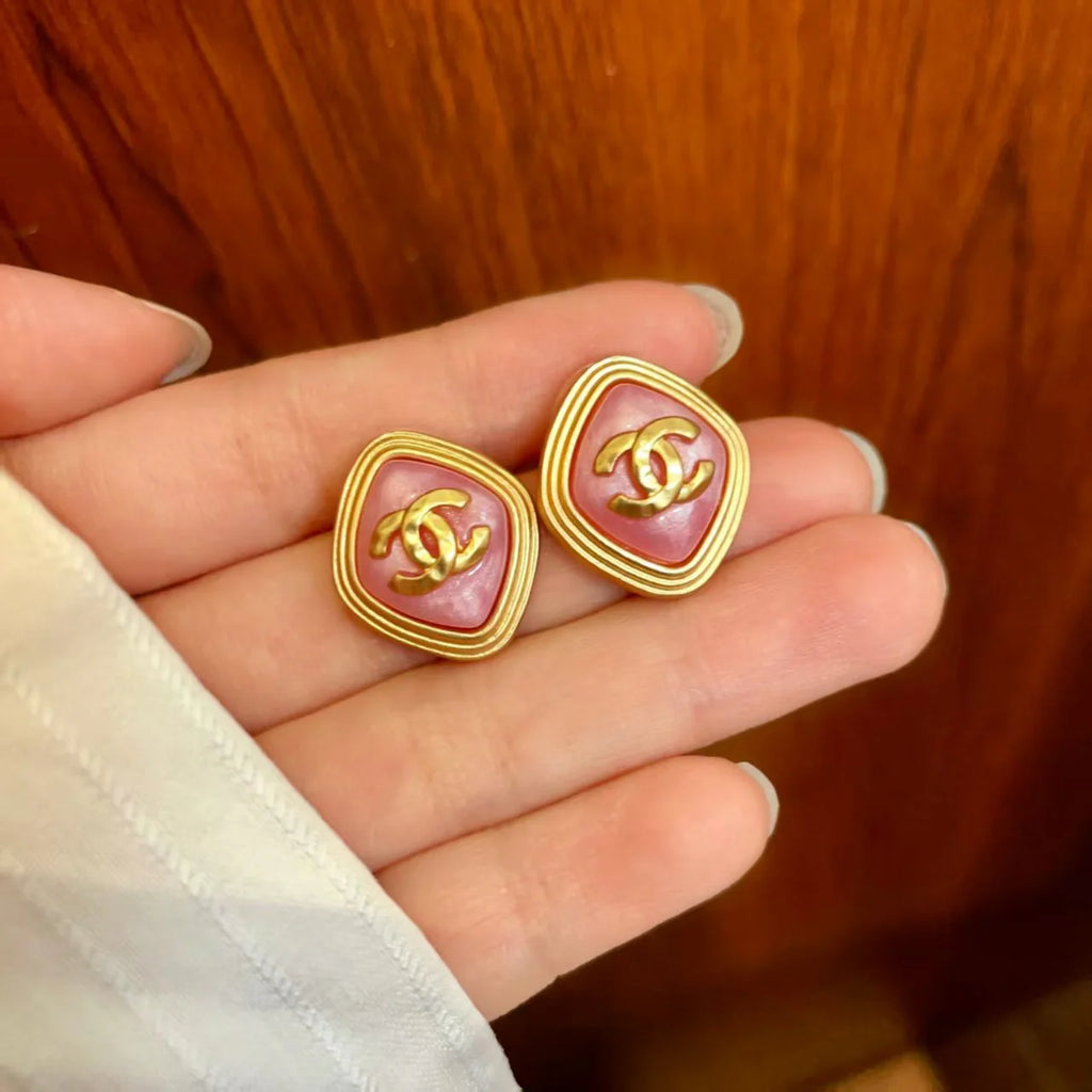 New letter square earrings