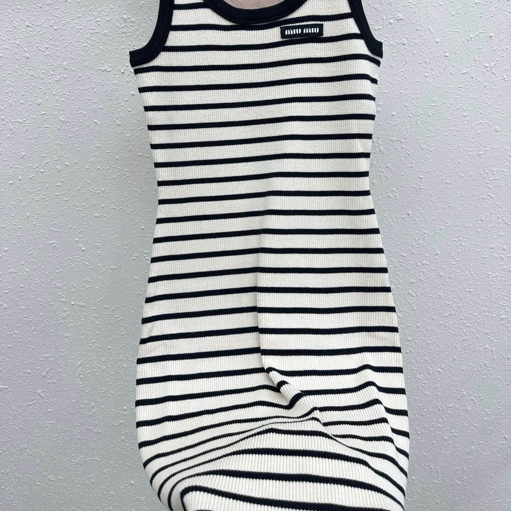 Classic Versatile Striped U-Neck Vest Dress