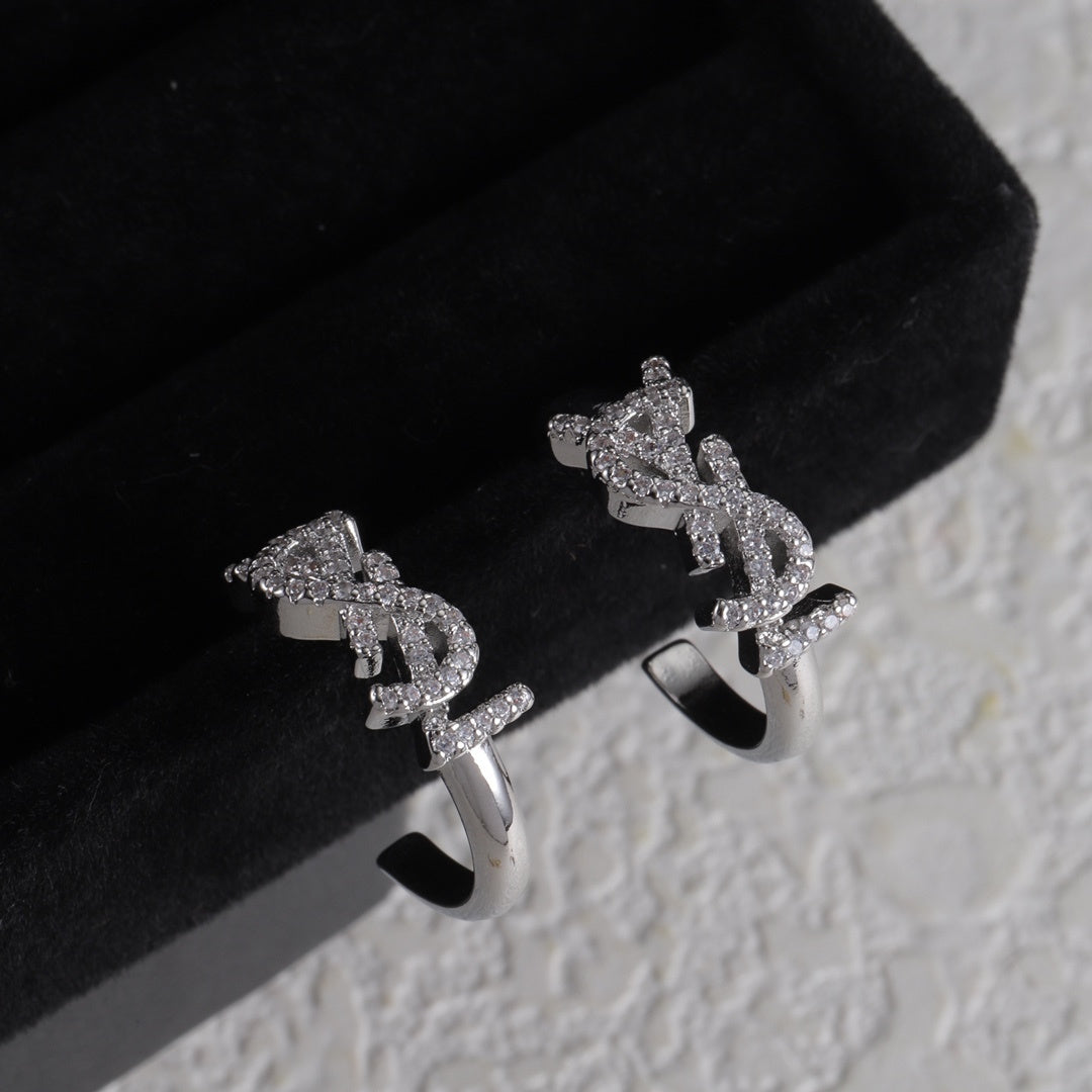 Full diamond earrings with letters