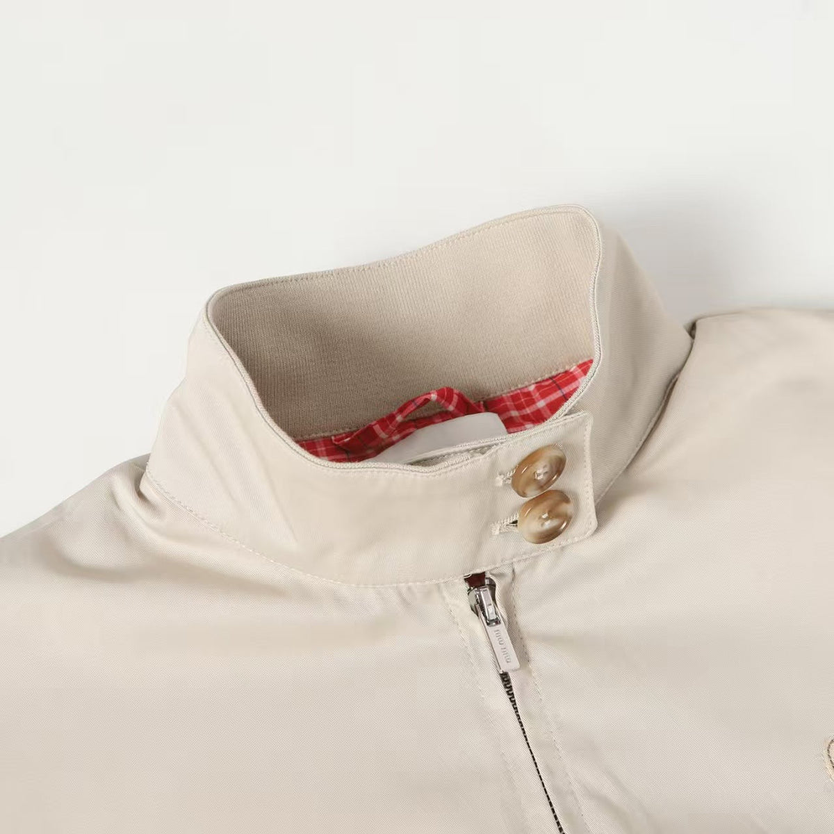 Inner red grid stand up collar jacket jacket