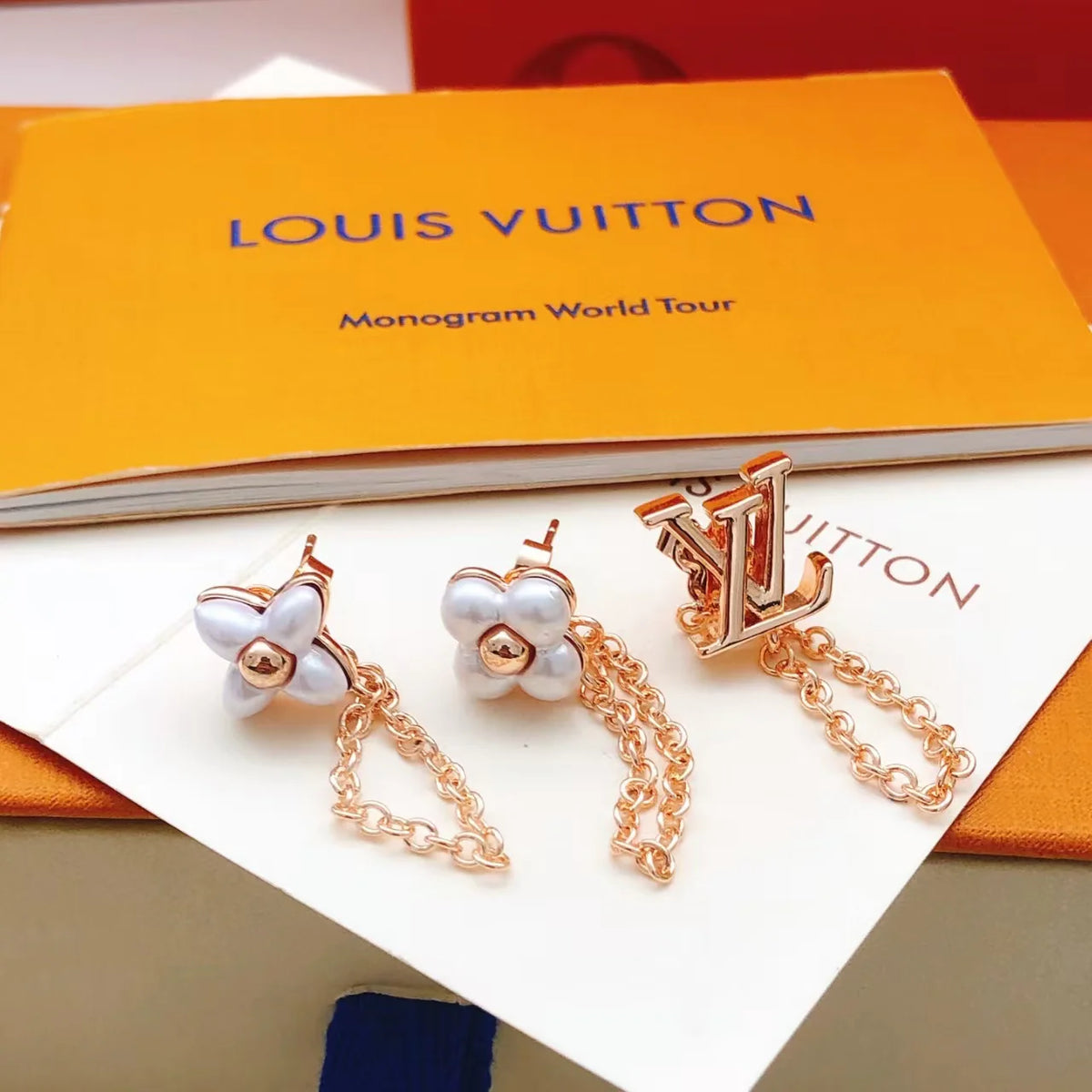 New white flower earrings