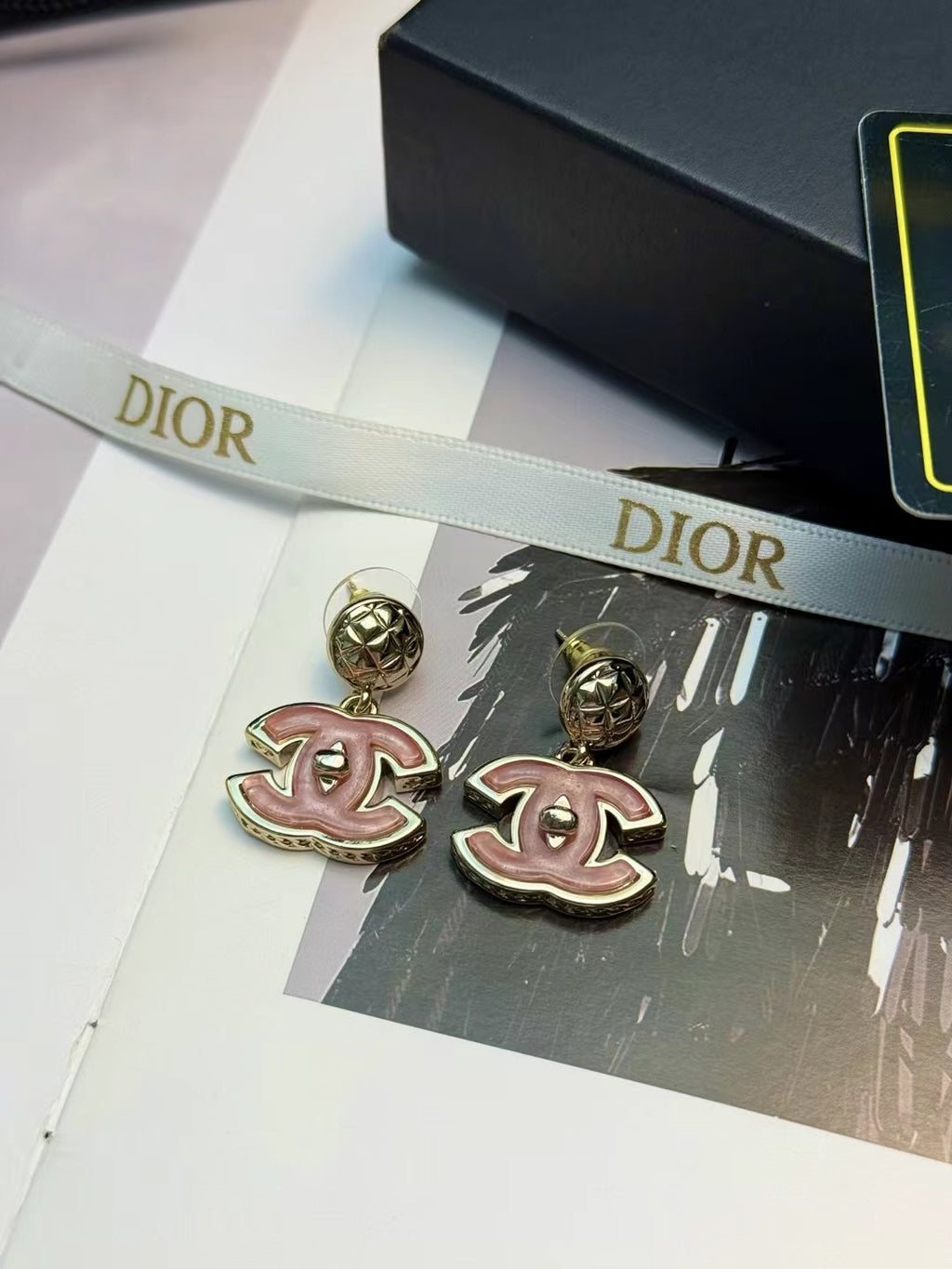 Pink enamel earrings