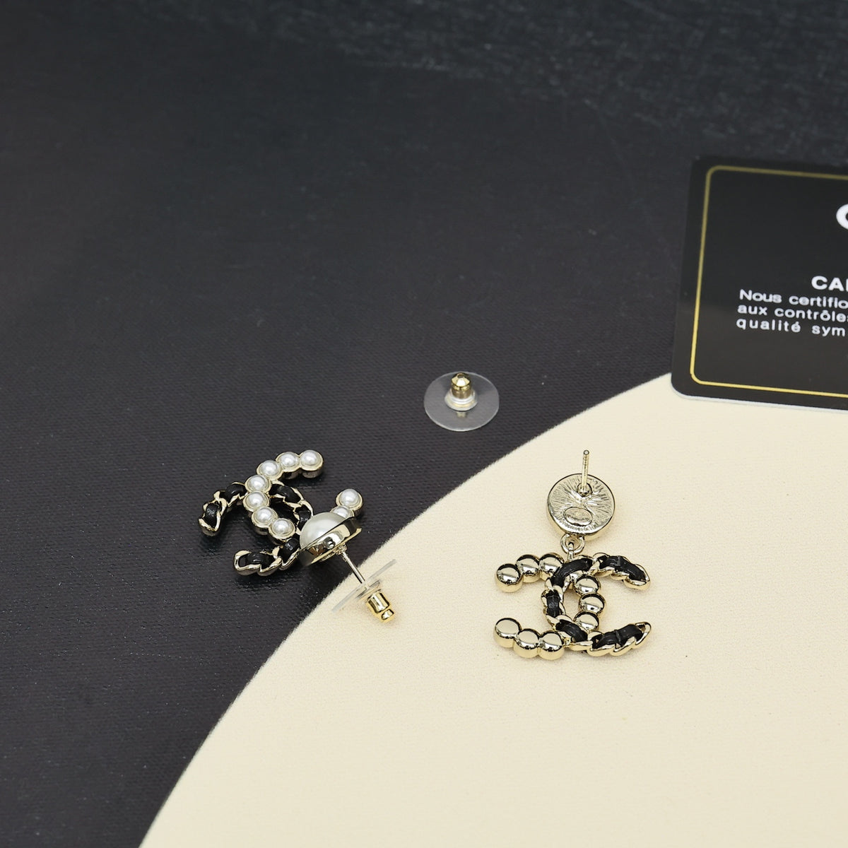 25K Pearl Double C Earrings
