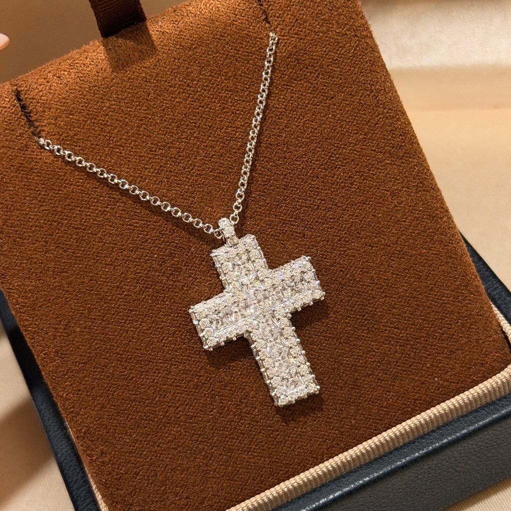 Square Diamond Cross Full Diamond Necklace