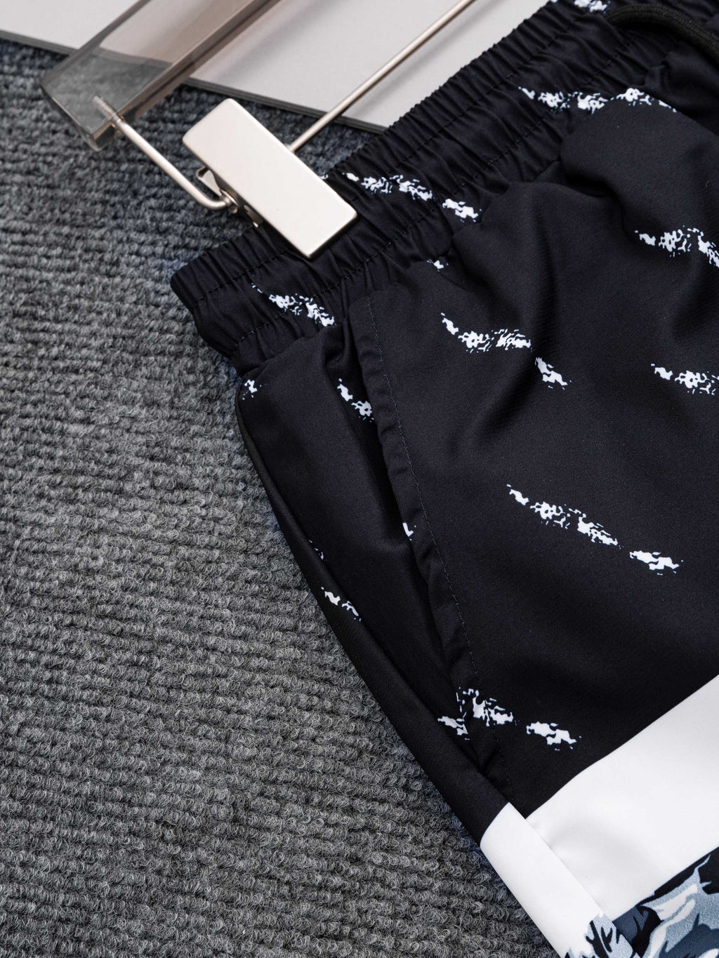 Straight striped spliced beach shorts