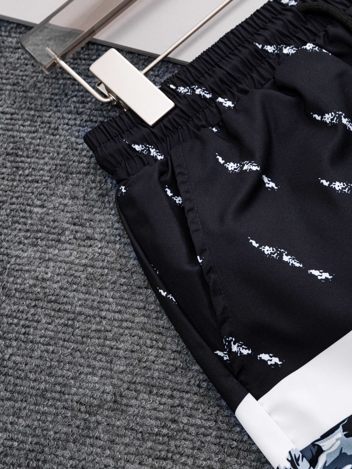 Straight striped spliced beach shorts