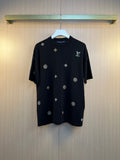 Summer New Letter Flower Hot Diamond Knitted Short Sleeve T-shirt