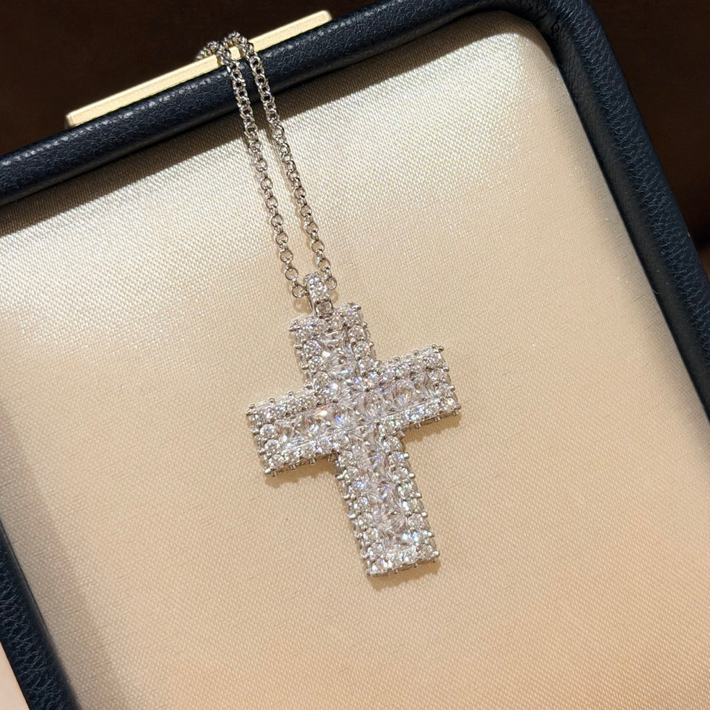Square Diamond Cross Full Diamond Necklace