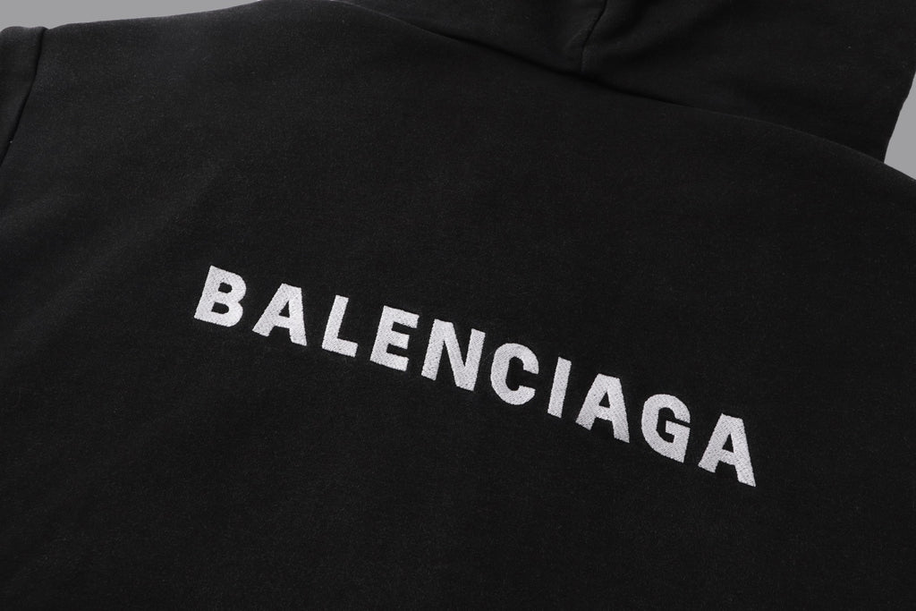 Embroidered letters, fake two pieces, used hoodie, zipper jacket