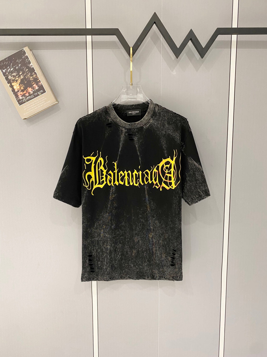 New American style acid washed vintage laser burned flower sticker embroidered couple casual short sleeved T-shirt