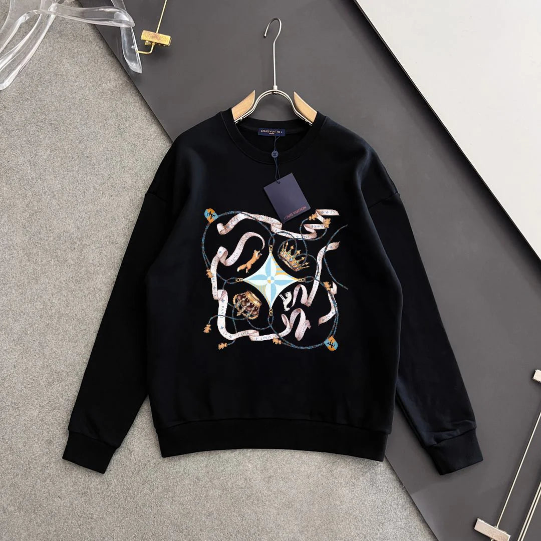 New printed pullover round neck hoodie
