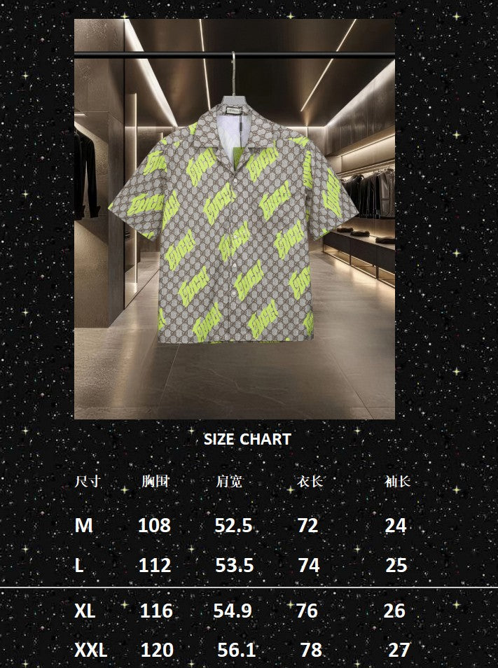 Classic full print bullet screen double G digital printed short sleeved shirt