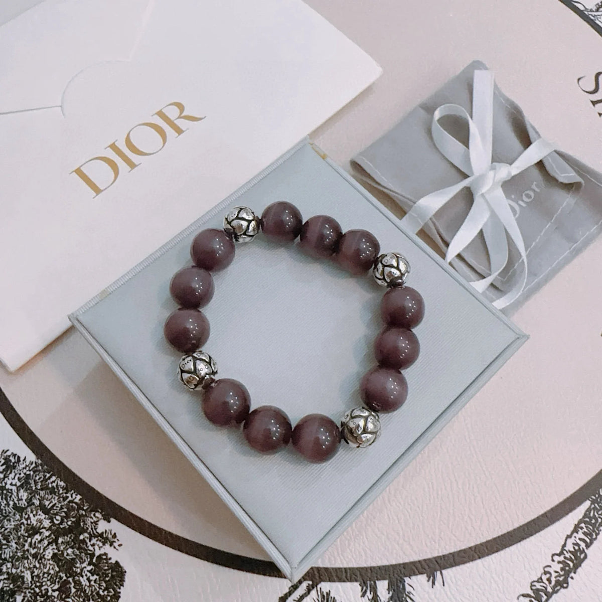 Multi element agate and Thai silver style bracelet
