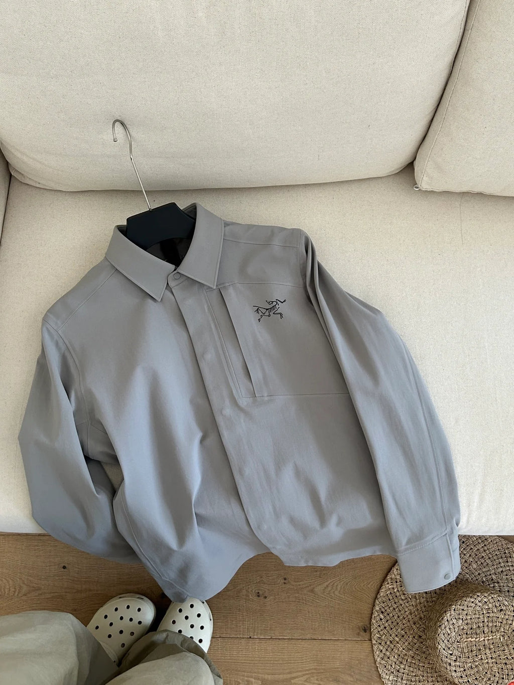 Autumn new men's outdoor long sleeved heat sealed lapel shirt