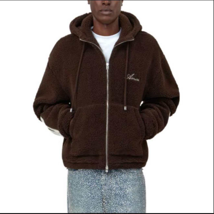 Skeleton pattern zipper drawstring left chest letter embroidery hooded sweatshirt
