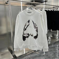 New shark graffiti printed round neck pullover casual hoodie