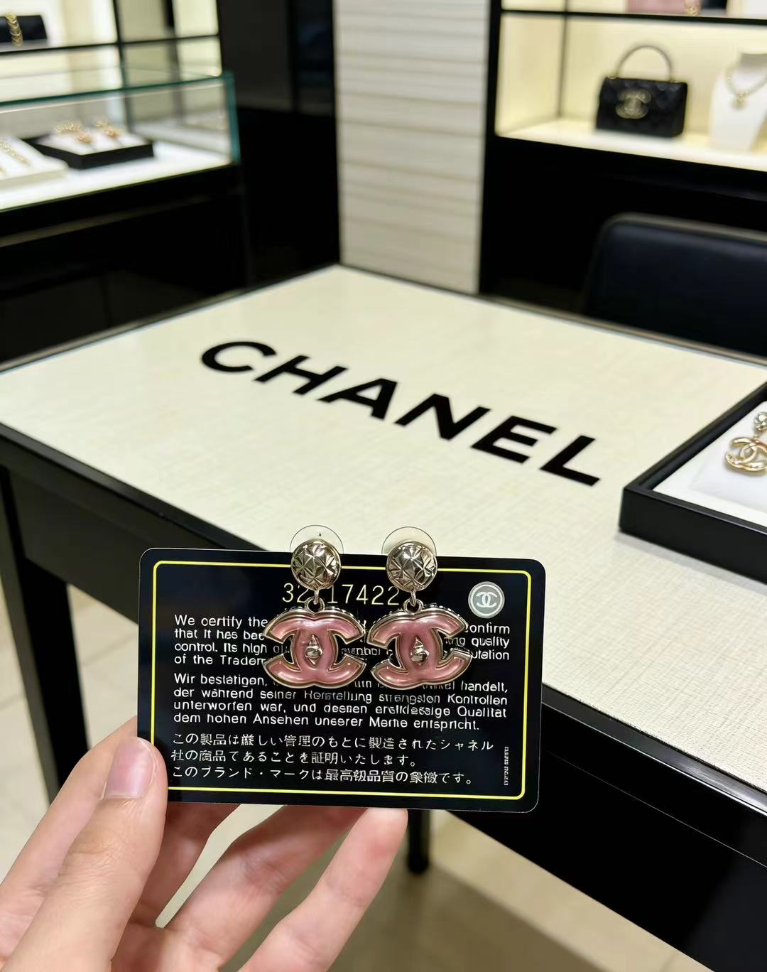 Pink enamel earrings