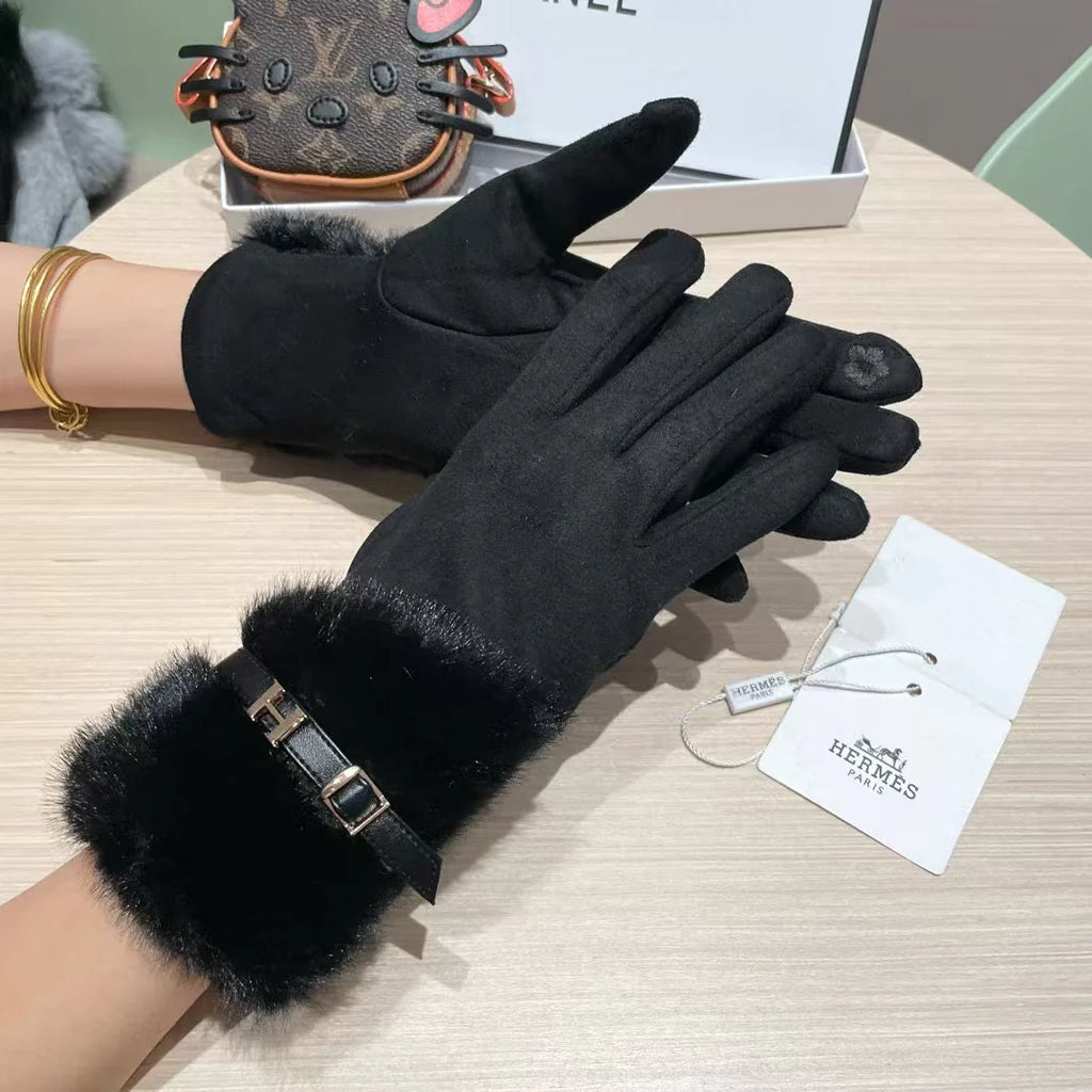 Cold resistant and warm plush windproof gloves