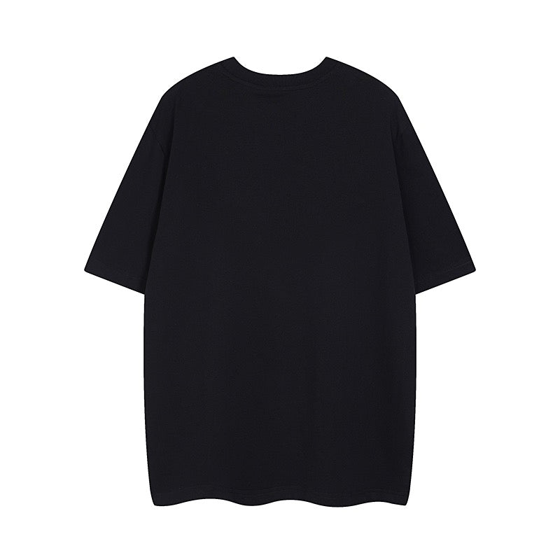 New round neck pullover adhesive printed soft knitted cotton T-shirt