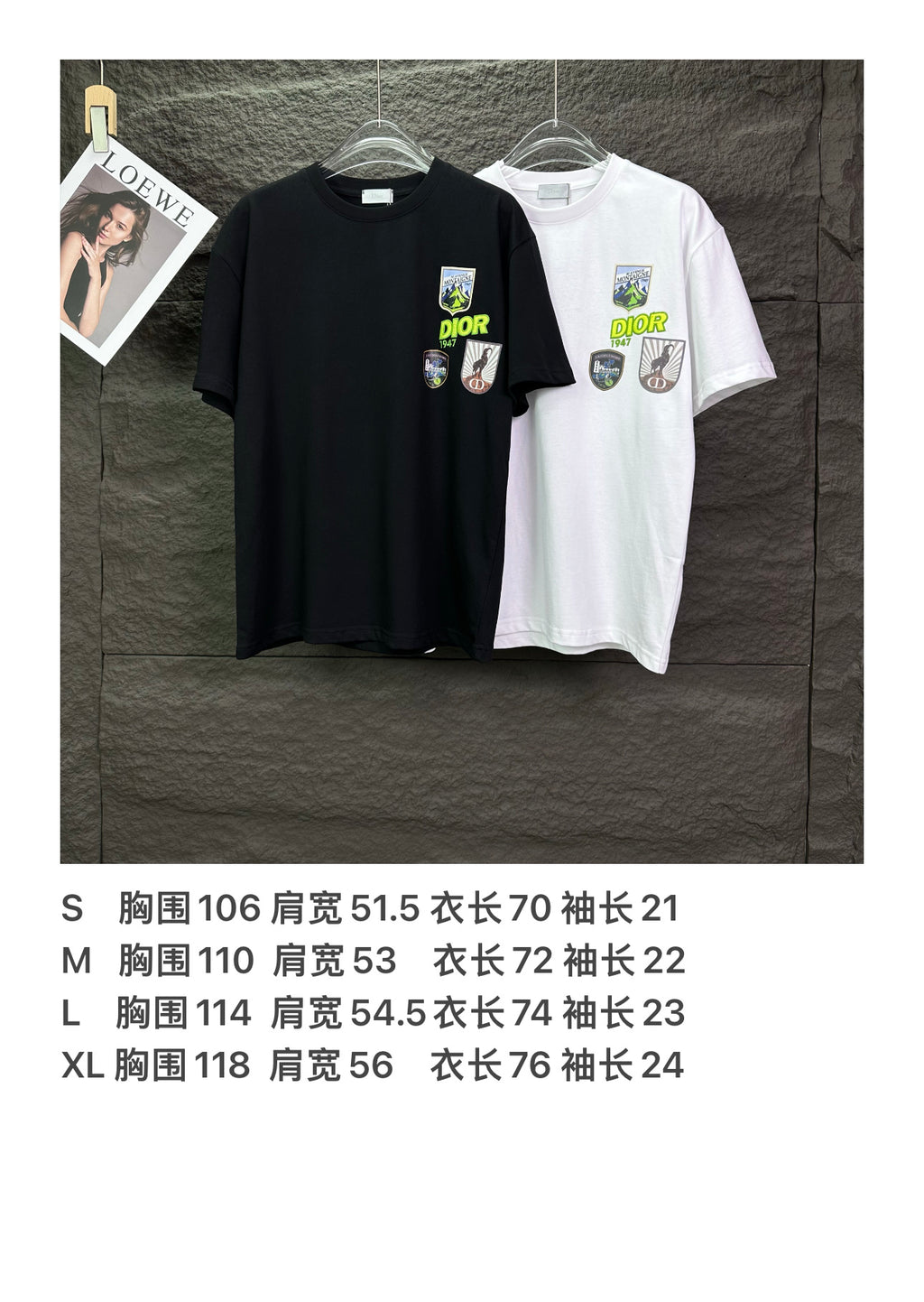 New badge printed embroidered letters couple's short sleeved T-shirt